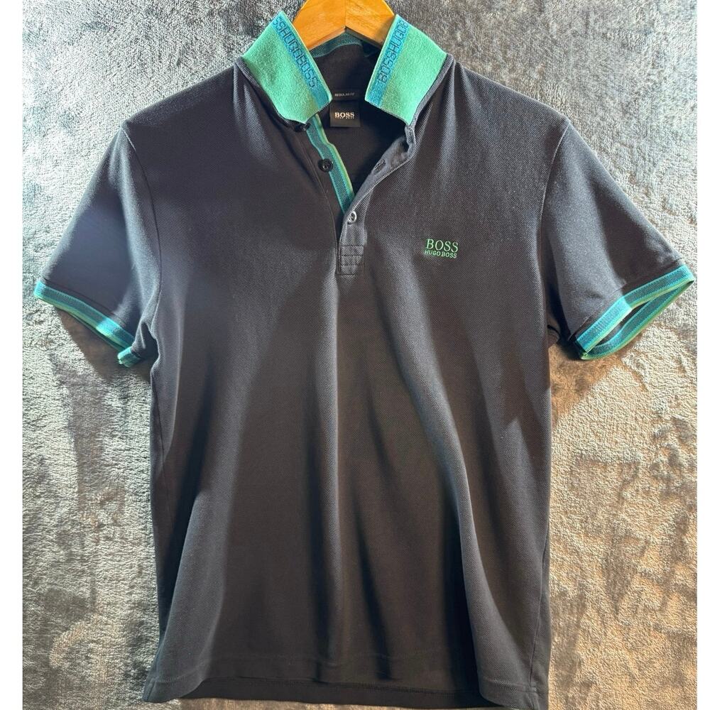 Designer x Hugo Boss Men’s Paddy Polo Shirt Size Medium Navy/Mint Green